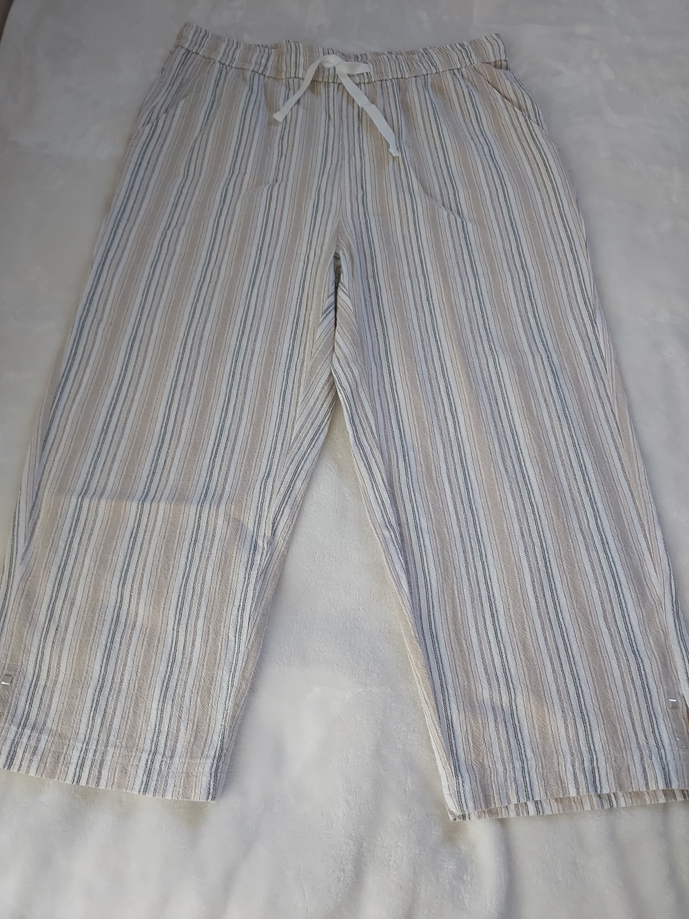 Emily Daniels Striped 100% Cotton Capris Med Beachy Cruise Travel Vacation